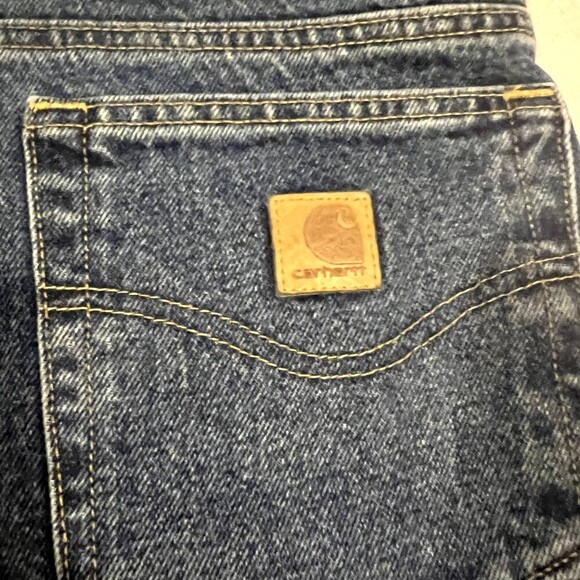 Carhart B14 Flannel Lined Washed Denim Work Dungarees Mens 46/30 Discontinued - Picture 5 of 12